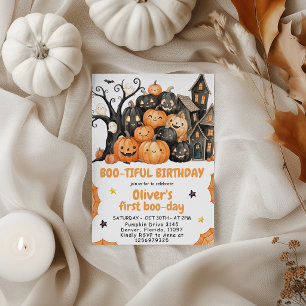 Boo Tiful Birthday Pumpkin House Ghost Invite