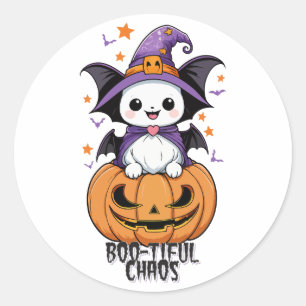 Boo-tiful Chaos Bats, Hats, & Pumpkins Classic Round Sticker