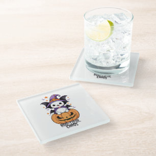 Boo-tiful Chaos   Bats, Hats, & Pumpkins Glass Coaster