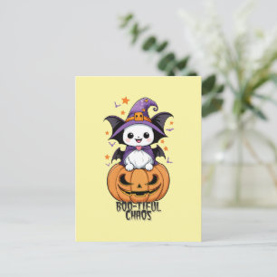 Boo-tiful Chaos Bats, Hats, & Pumpkins Holiday Postcard
