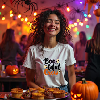 Boo-tiful Crew: Cute Ghost Halloween T-Shirt