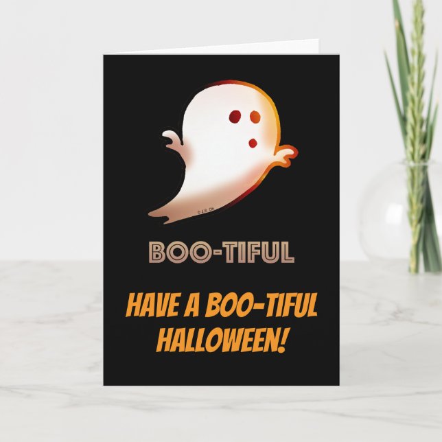 Boo-tiful Cute Ghost Halloween Card (Front)