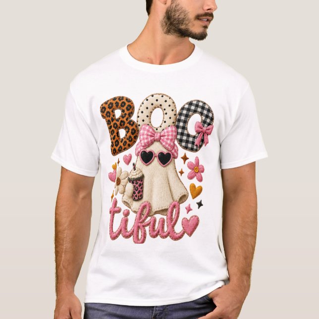 Boo-tiful Cute Ghost Halloween T-Shirt (Front)