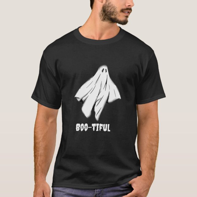 Boo-tiful Ghost | Cute Tee Black& White Halloween  (Front)