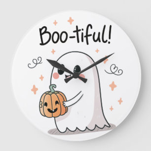 Boo-tiful Ghost Halloween Wall Clock