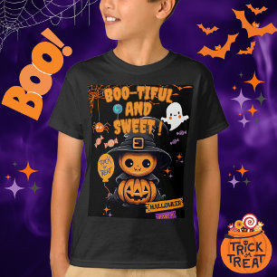 Boo-tiful Halloween Kids T-Shirt   Cute Ghost Tee 