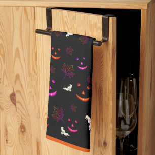  Boo-tiful Halloween Smiles Cute Ghosts Black  Tea Towel