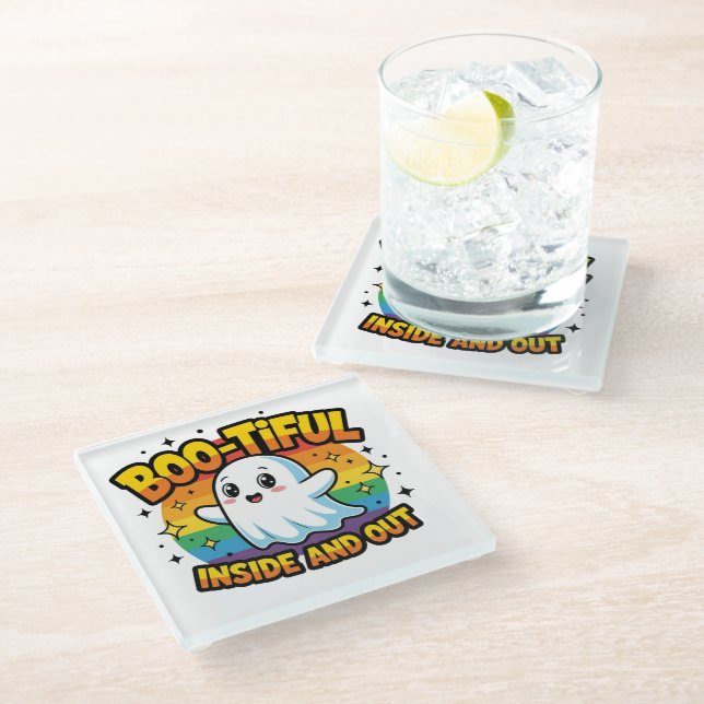 Boo-Tiful Inside And Out Glass Coaster (Angled)