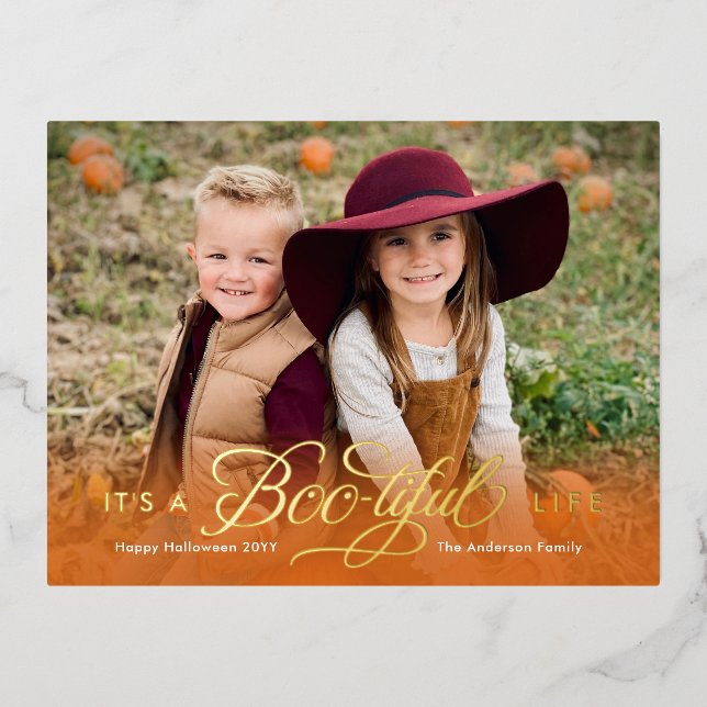 Boo-tiful Life FOIL Halloween Photo Card Postcard (Front)