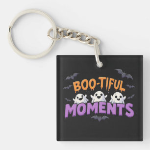 Boo-Tiful Moments Cute Halloween Ghosts and Bats Key Ring