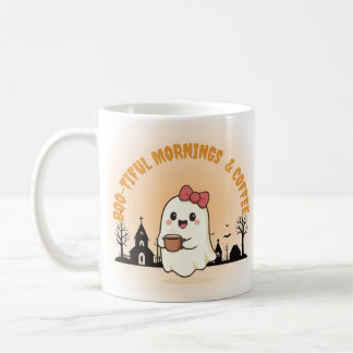 Boo-tiful Mornings & Coffee" Cute Ghost Halloween  Coffee Mug