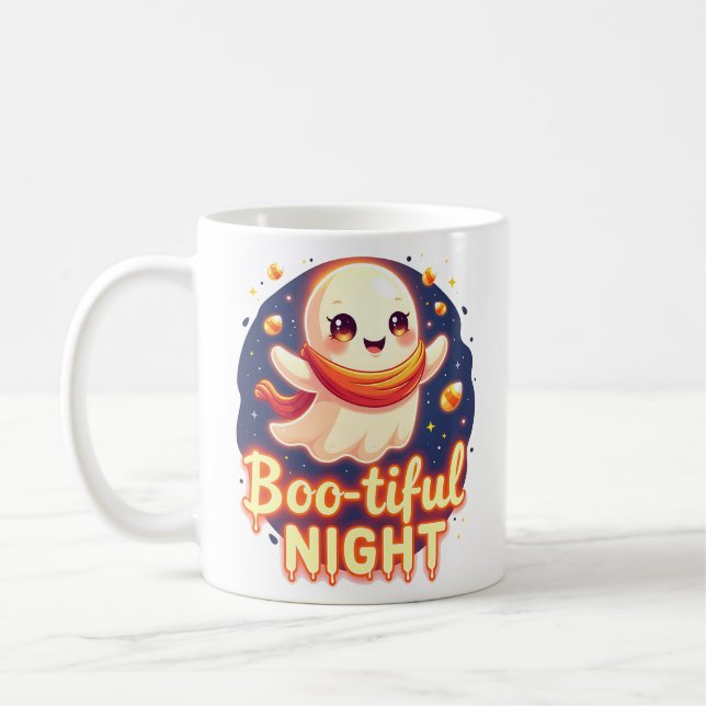 Boo-tiful Night Cute Halloween Ghost Mug (Left)