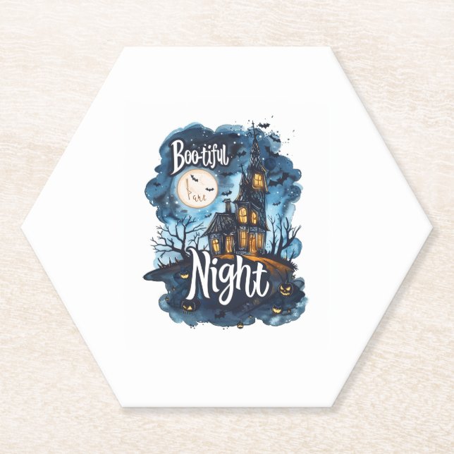 Boo-tiful Night Paper Coaster (Front)