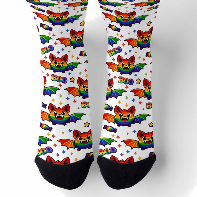 🦇🌈 BOO‑tiful Rainbow Bat Crew Socks (🦇🌈 BOO‑tiful Rainbow Bat Crew Socks)