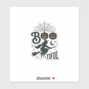 Boo-tiful Witch Halloween Vintage Engraving Design
