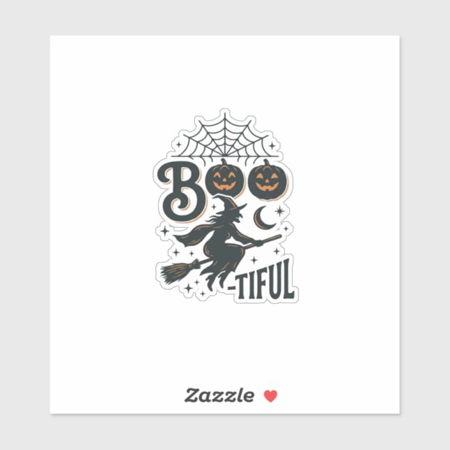 Boo-tiful Witch Halloween Vintage Engraving Design (Sheet)