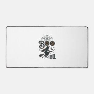 Boo-tiful Witch Halloween Vintage Engraving Design Desk Mat