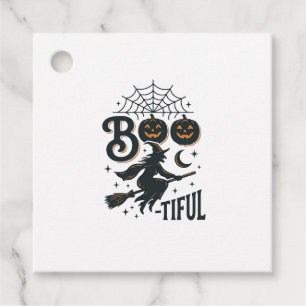 Boo-tiful Witch Halloween Vintage Engraving Design Favour Tags
