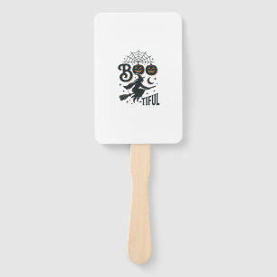 Boo-tiful Witch Halloween Vintage Engraving Design Hand Fan