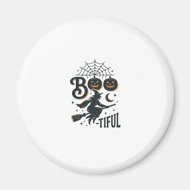 Boo-tiful Witch Halloween Vintage Engraving Design Magnet (Front)