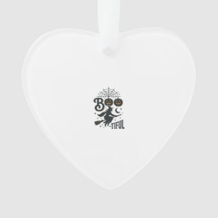 Boo-tiful Witch Halloween Vintage Engraving Design Ornament