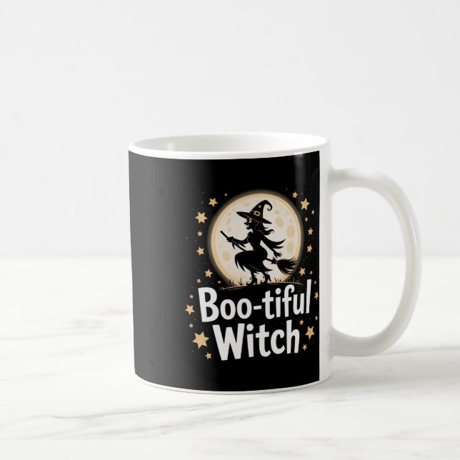 Boo-tiful Witch Silhouette Halloween Witch Moon 1  Coffee Mug (Right)
