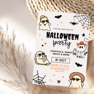 Boo-tifully Cute Ghosts Halloween Party Invitation