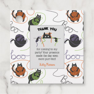 Boo-tifully Tangled Black Cats and Yarn Halloween Favour Tags