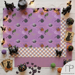 Boo-tifully Tangled Cat Halloween Wrapping Paper Sheet