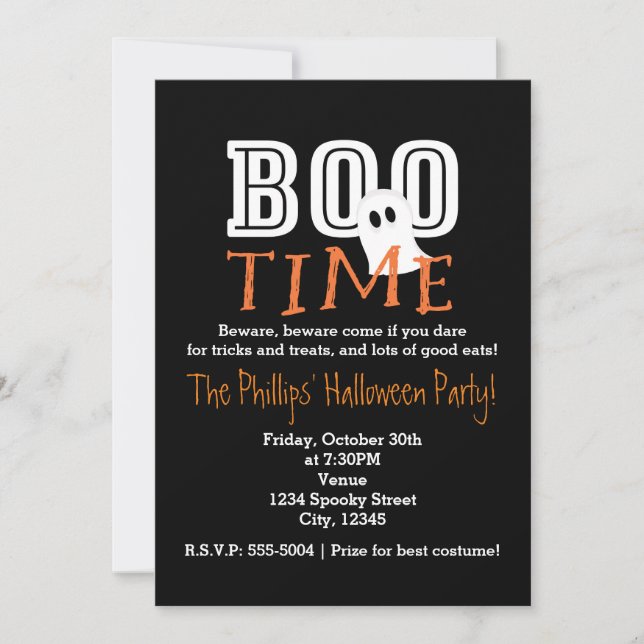 BOO TIME Halloween Costume Party Invitation (Front)