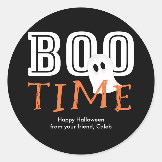 BOO TIME Halloween Ghost Cute Party Favour Sticker (Front)
