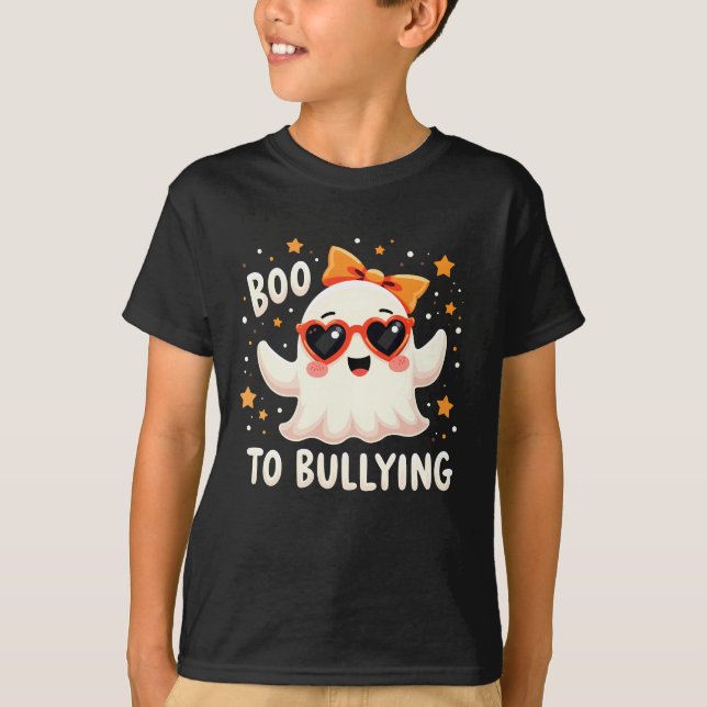 Boo to Bullying Cute Ghost Anti Bullying Halloween T-Shirt (Front)