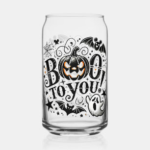 Boo To You Halloween Cheers Can Glass