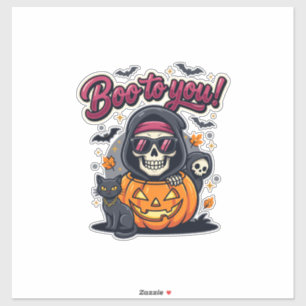 Boo to You Halloween Skeleton Pumpkin