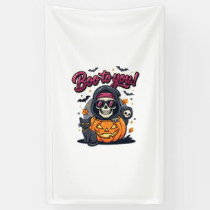 Boo to You Halloween Skeleton Pumpkin Banner