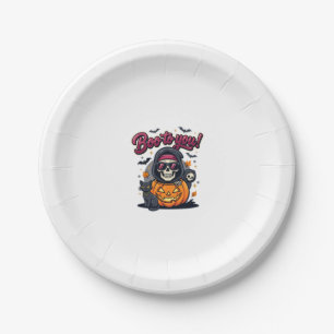 Boo to You Halloween Skeleton Pumpkin Paper Plate