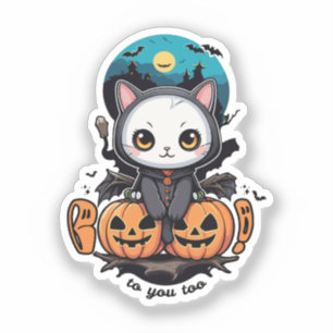 Boo to You Too Cute Cat Bat Wings & Pumpkin
