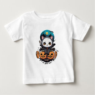 Boo to You Too Cute Cat Bat Wings & Pumpkin Baby T-Shirt