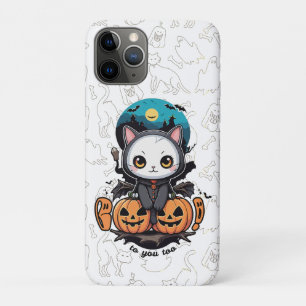 Boo to You Too Cute Cat Bat Wings & Pumpkin Case-Mate iPhone Case