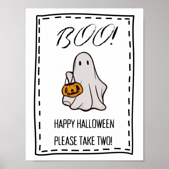 Boo! Trick or Treat Candy Bowl Sign Please Take 2 (Front)