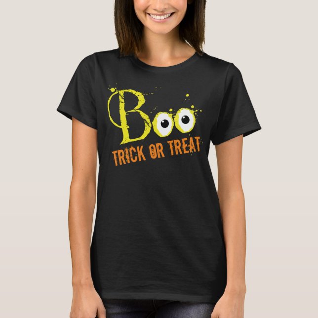Boo Trick or Treat Fun Halloween Party T-Shirt (Front)