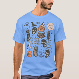 Boo Trick Or Treat Halloween Themed Pumpkin Bat Sk T-Shirt