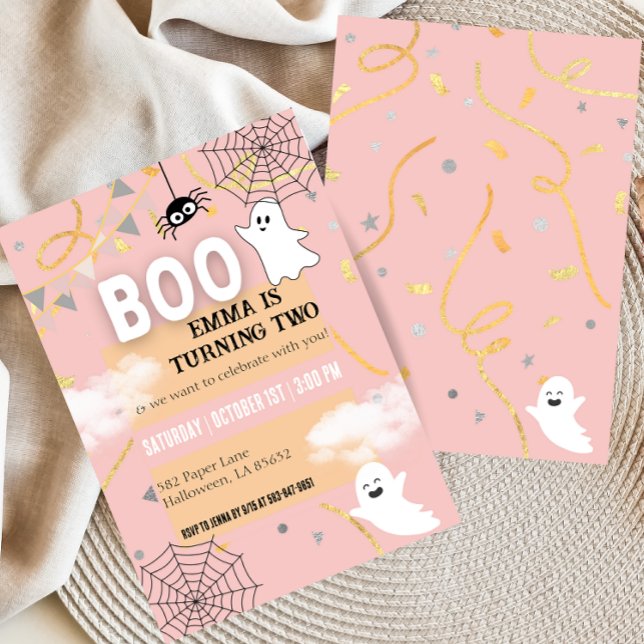 Boo Turning Two Birthday Party Invitation (Creator Uploaded)