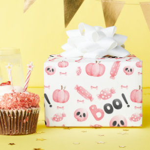 Boo Two Pink Girl Halloween Birthday  Wrapping Paper