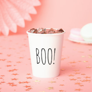 Boo white and black minimalist simple Halloween  Paper Cups