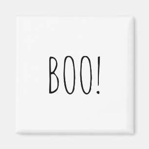Boo white simple typography funny cute Halloween Magnet