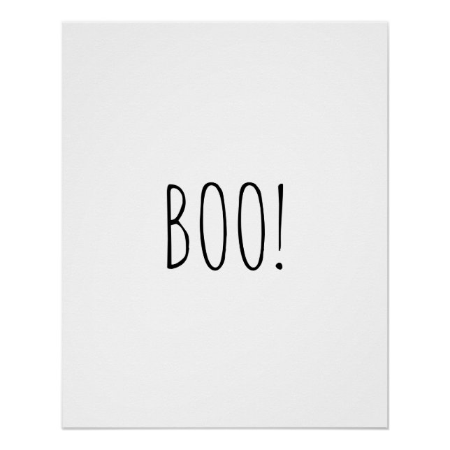 Boo white spooky typography funny cute Halloween Poster (Front)