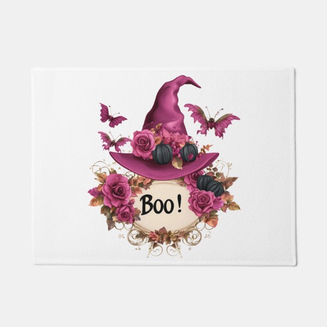 Boo!" Witch Hat Halloween Doormat (Front)