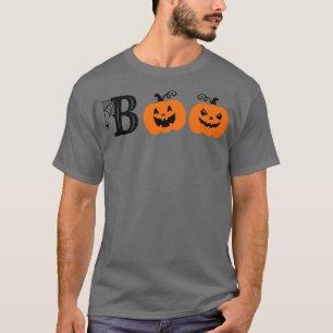 Boo With Spiders And Pumpkin Funny Costume Happy H T-Shirt
