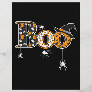 Boo With Spiders And Witch Hat Halloween Flyer